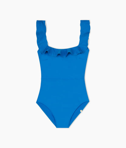  The Ruffle Seaway Square Neck One-Piece - Azure