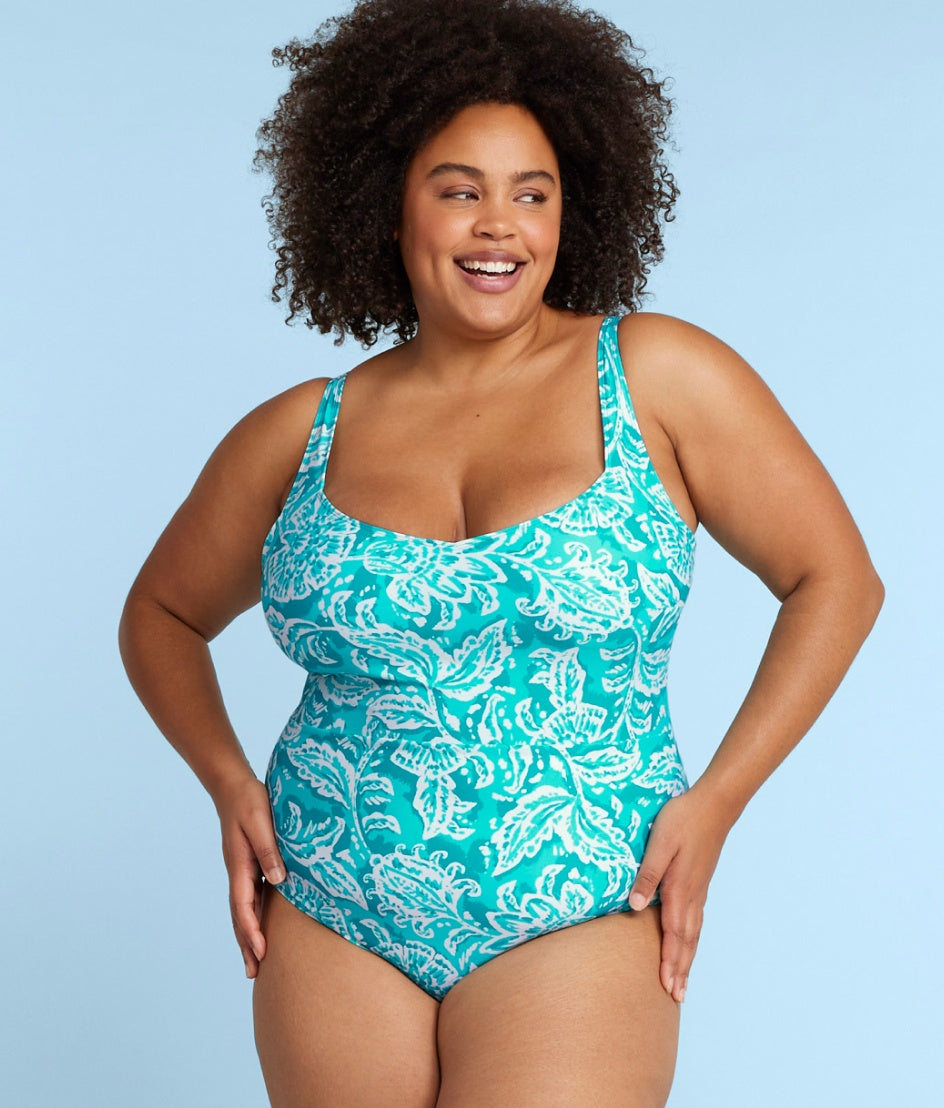  The Seascape Sweetheart One Piece - Batik In Seafoam & Harbor