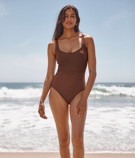  The Seascape Sweetheart One Piece - Mocha