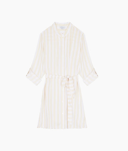  The Silky Luxe Short Effortless Shirtdress Cover-Up - Beach Stripe In Sandshell