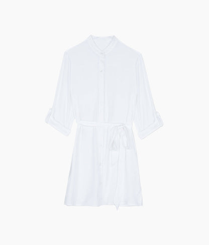  The Silky Luxe Short Effortless Shirtdress Cover-Up - Cloud White