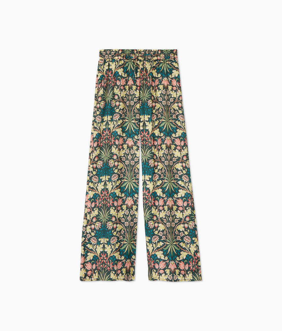  The Silky Luxe Palazzo Pants With Ties - Hyacinth In Sunburst & Teal