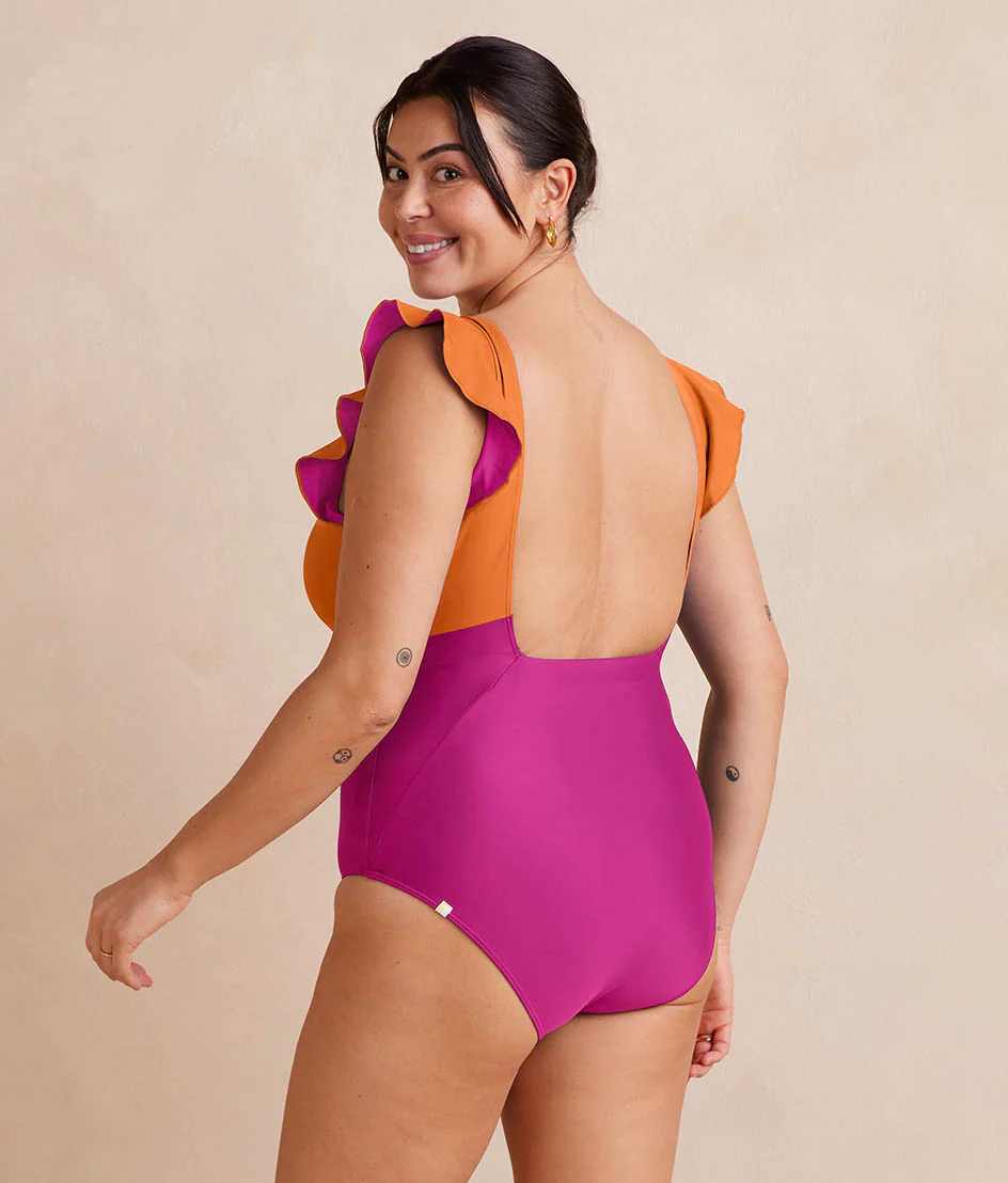  The Ruffle Backflip - Hibiscus & Tangerine