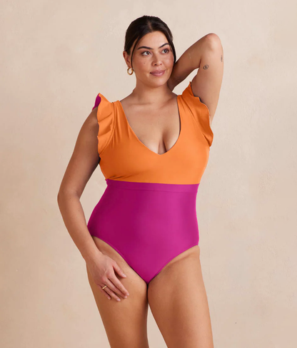  The Ruffle Backflip - Hibiscus & Tangerine