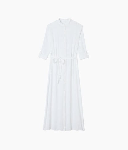  The Silky Luxe Long Effortless Shirtdress Cover-Up - Cloud White