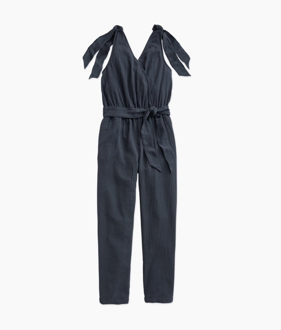  The Going Places Gauze Tie-Shoulder Jumpsuit - Midnight