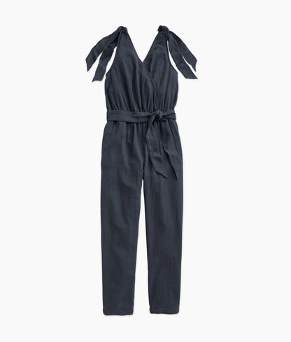  The Going Places Gauze Tie-Shoulder Jumpsuit - Midnight