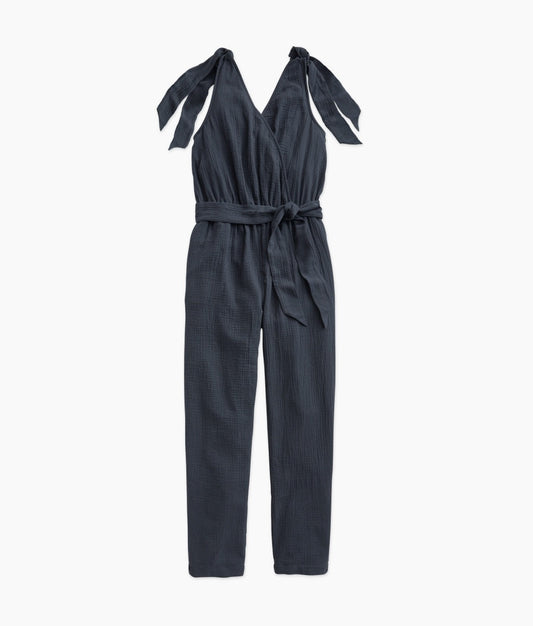  The Going Places Gauze Tie-Shoulder Jumpsuit - Midnight