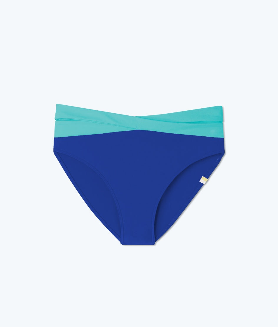 The Wrap High Leg High Rise Bikini Bottom - Aqua & Lapis