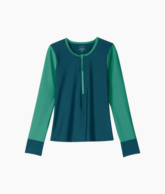  The Make Waves Half-Zip Rash Guard - Seaglass & Seaweed