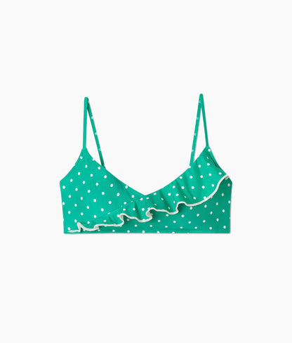  The Ruffle Marina Bikini Top - Seaglass Dot