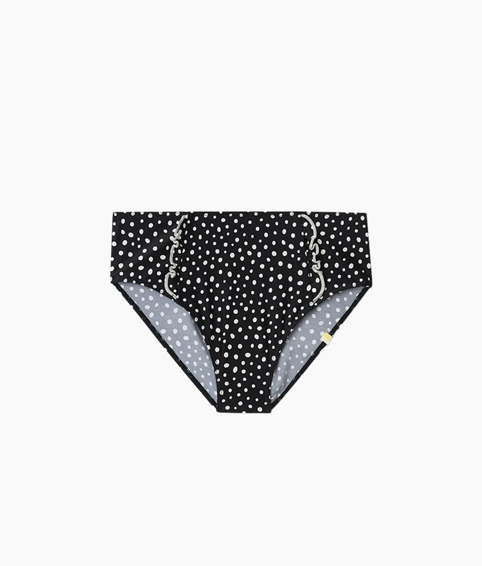  The Ruffle High Leg High Rise Bikini Bottom - On The Dot