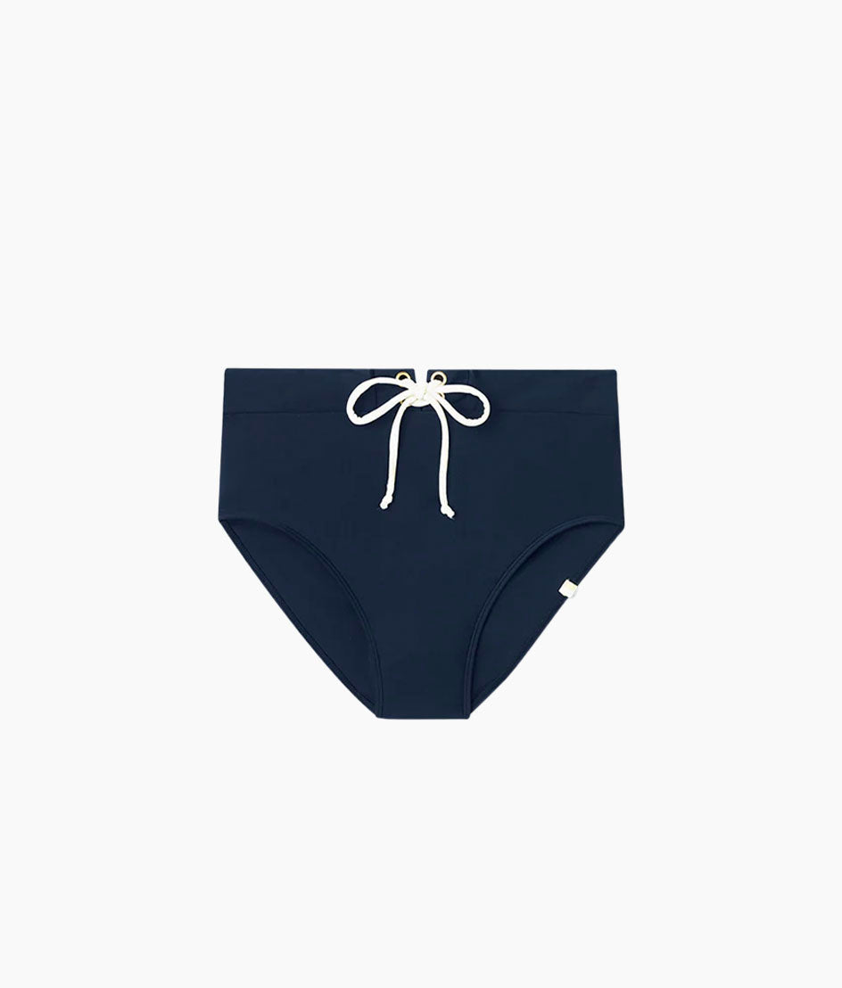  The Lace-Up High Leg High Rise Bikini Bottom - Deep Sea